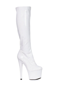 Ellie Shoes Ellie Shoes 709 ZEMMA Stiletto Stretch Knee High Boot with Zipper in White Faux Leather from SexyShoes.com