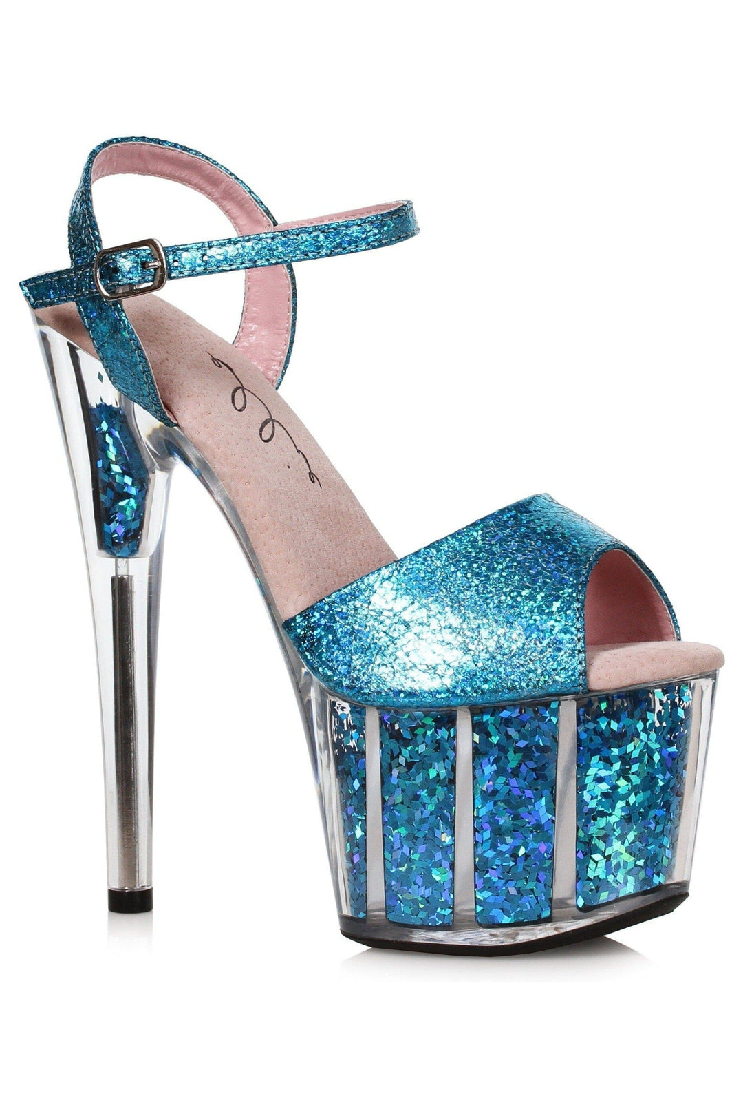 Ellie Shoes Ellie Shoes 709 ZENYA Glitter Flakes In Platform in Silver Glitter from SexyShoes.com