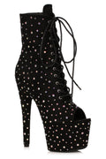 Ellie Shoes 709-ZESTFUL Open Toe Microfiber Boot with Rhinestones