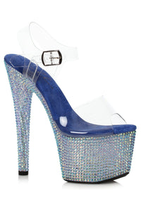Ellie Shoes Ellie Shoes 709 ZIAMOND Blue Rhinestone Covered Platform in Clear Vinyl from SexyShoes.com