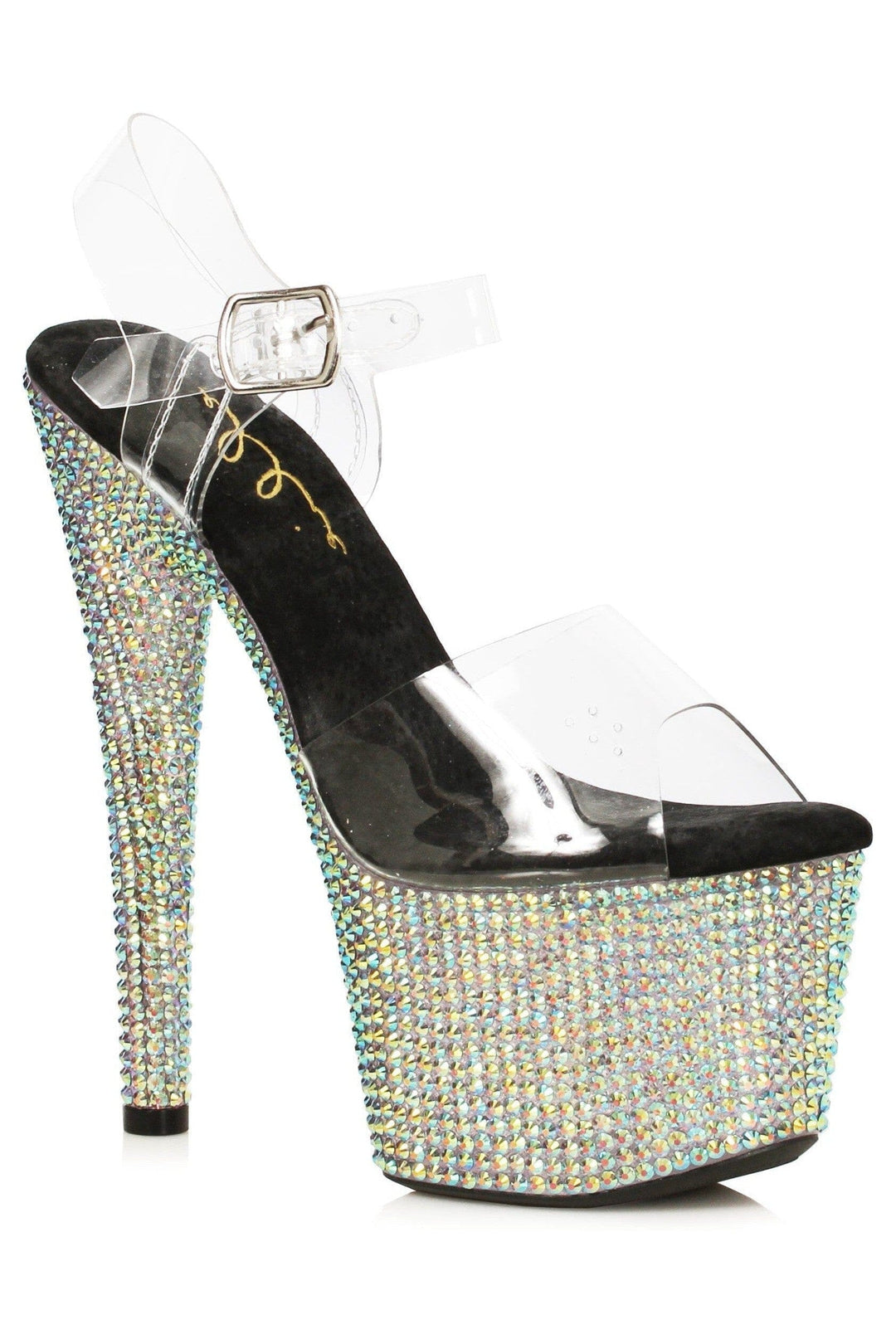 Ellie Shoes Ellie Shoes 709 ZIAMOND Clear Rhinestone Covered Platform in Clear Vinyl from SexyShoes.com