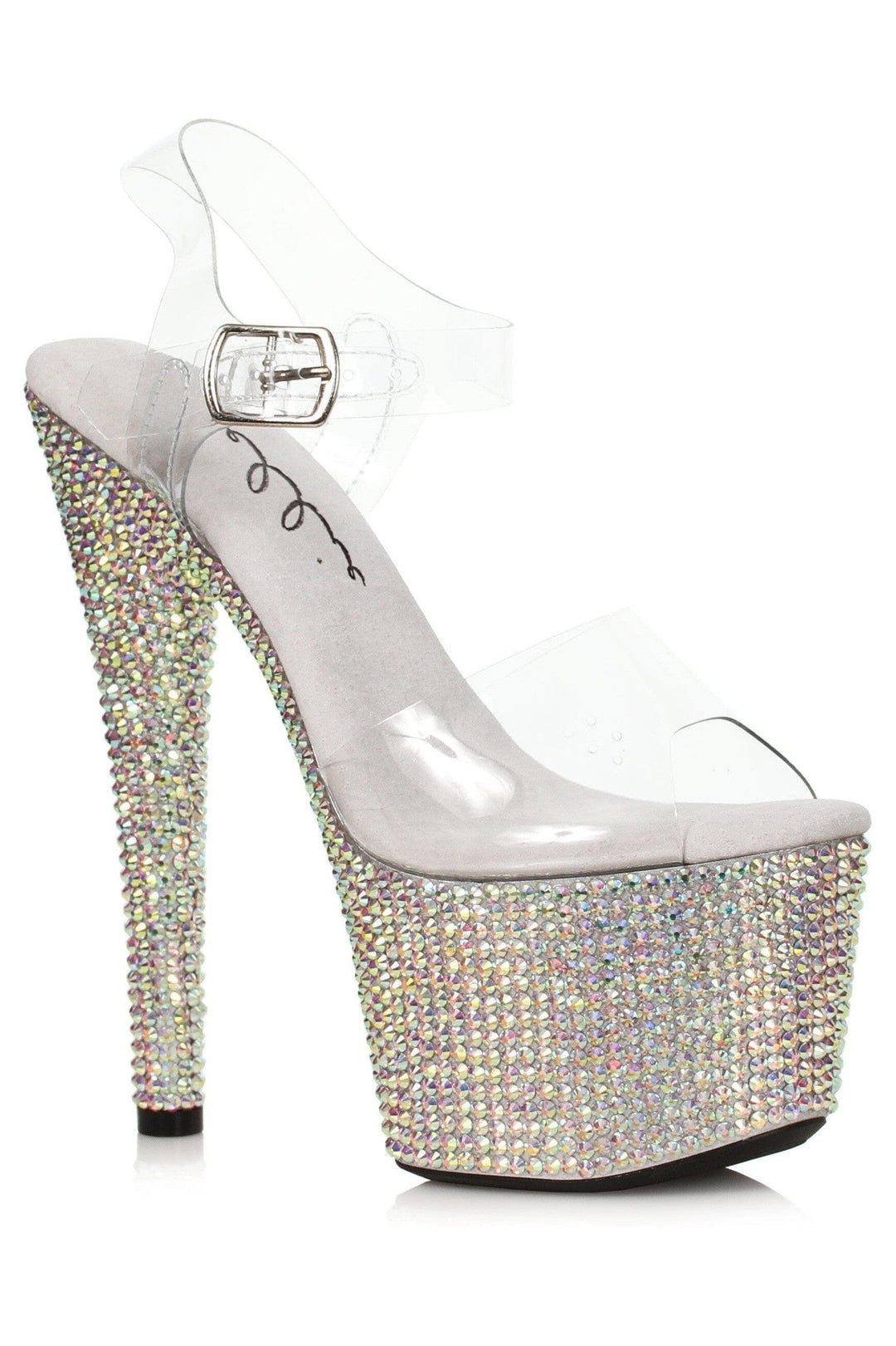 Ellie Shoes Ellie Shoes 709 ZIAMOND Clear Rhinestone Covered Platform in Clear Vinyl from SexyShoes.com