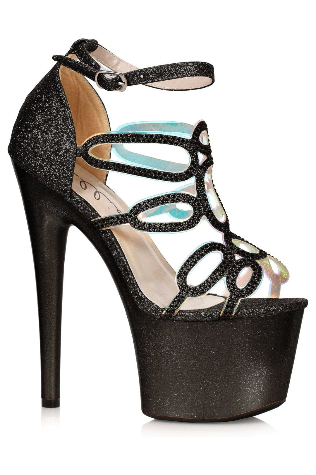 Ellie Shoes Ellie Shoes 709 ZILLION Stiletto Sandal with Rhinestones in Black Faux Suede from SexyShoes.com