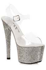 Ellie Shoes 709-ZINA Clear Rhinestone Covered Platform