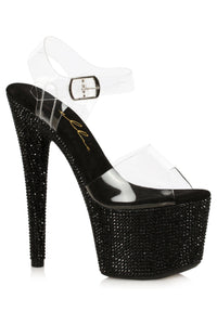 Ellie Shoes Ellie Shoes 709 ZINA Smoke Rhinestone Covered Platform in Clear Faux Leather from SexyShoes.com