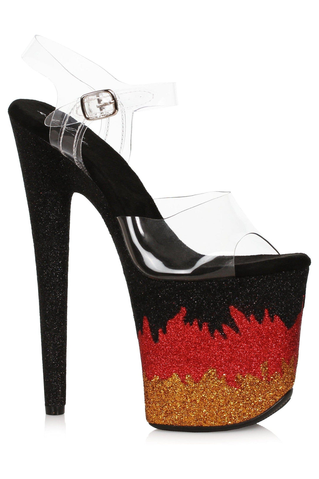 Ellie Shoes Ellie Shoes 850 PHOENIX Stiletto with Glitter Flame Platform in Clear Vinyl from SexyShoes.com