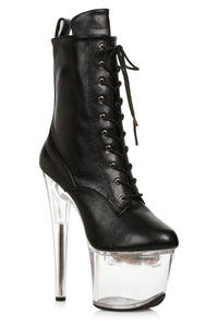 Ellie Shoes Ellie Shoes L709 ANGELA Stiletto Ankle Bootie with Multi color Light in Platform in Black Patent