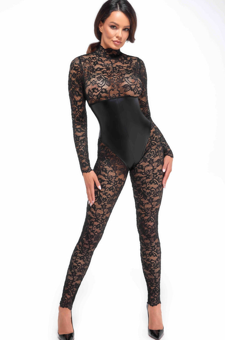 Enigma Lace Catsuit With Under Bust Bodice