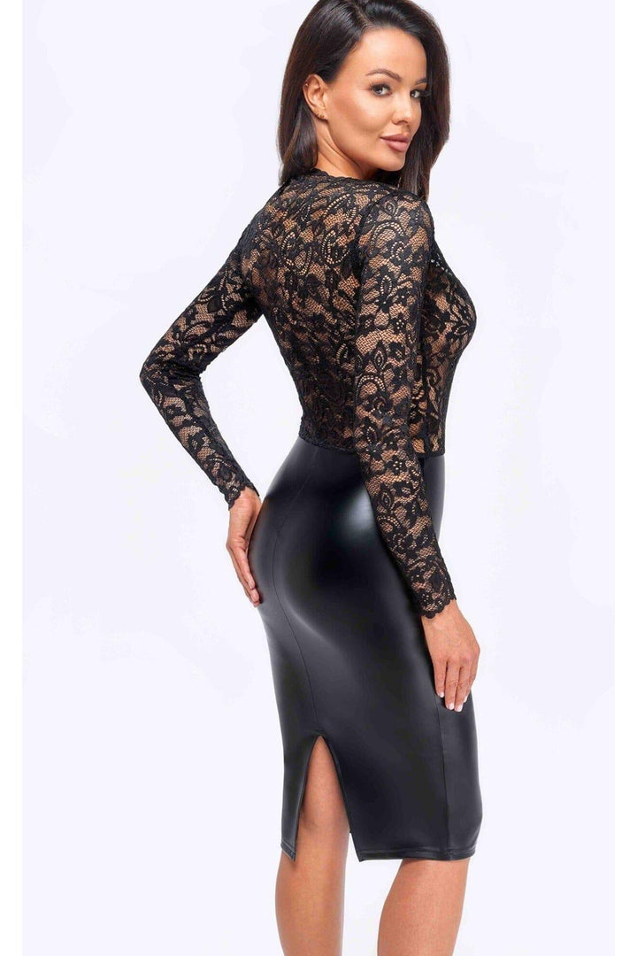 Euphoria Lace And Wetlook Mini Dress