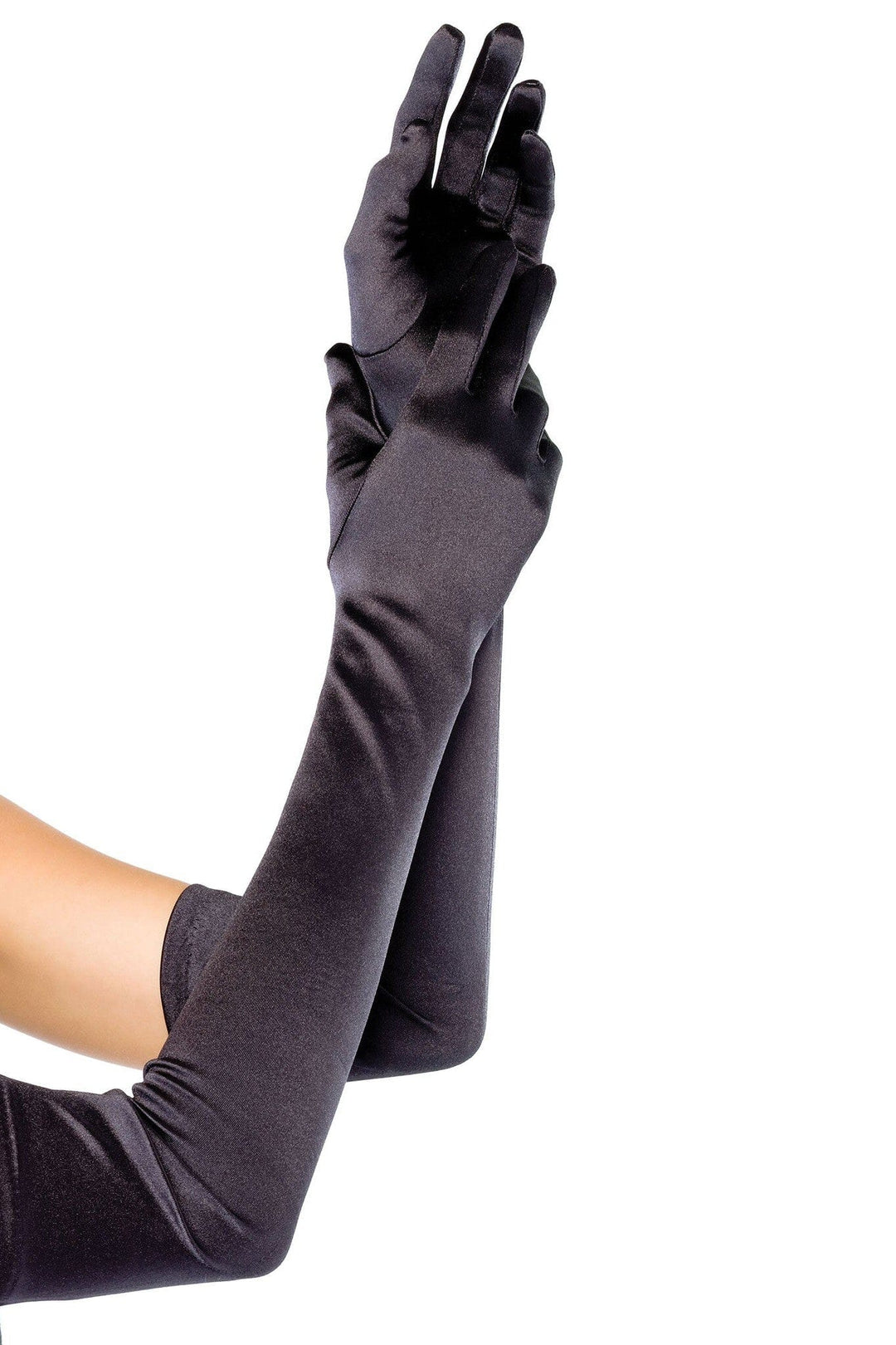 Leg Avenue Extra Long Satin Gloves in Black  from SexyShoes.com