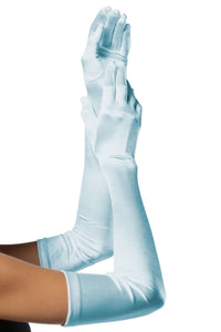 Leg Avenue Extra Long Satin Gloves in Blue  from SexyShoes.com