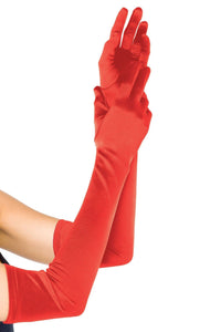 Leg Avenue Extra Long Satin Gloves in Red  from SexyShoes.com