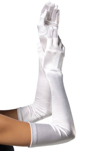 Leg Avenue Extra Long Satin Gloves in White  from SexyShoes.com
