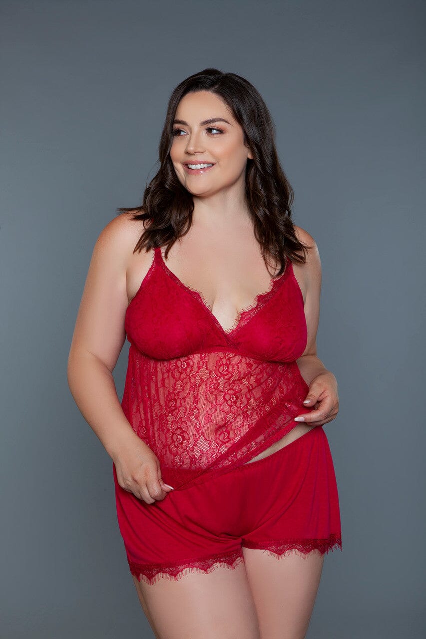 BeWicked Eyelash Cami Set in Red  from SexyShoes.com