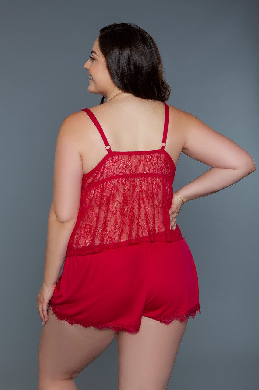 BeWicked Eyelash Cami Set in Red 