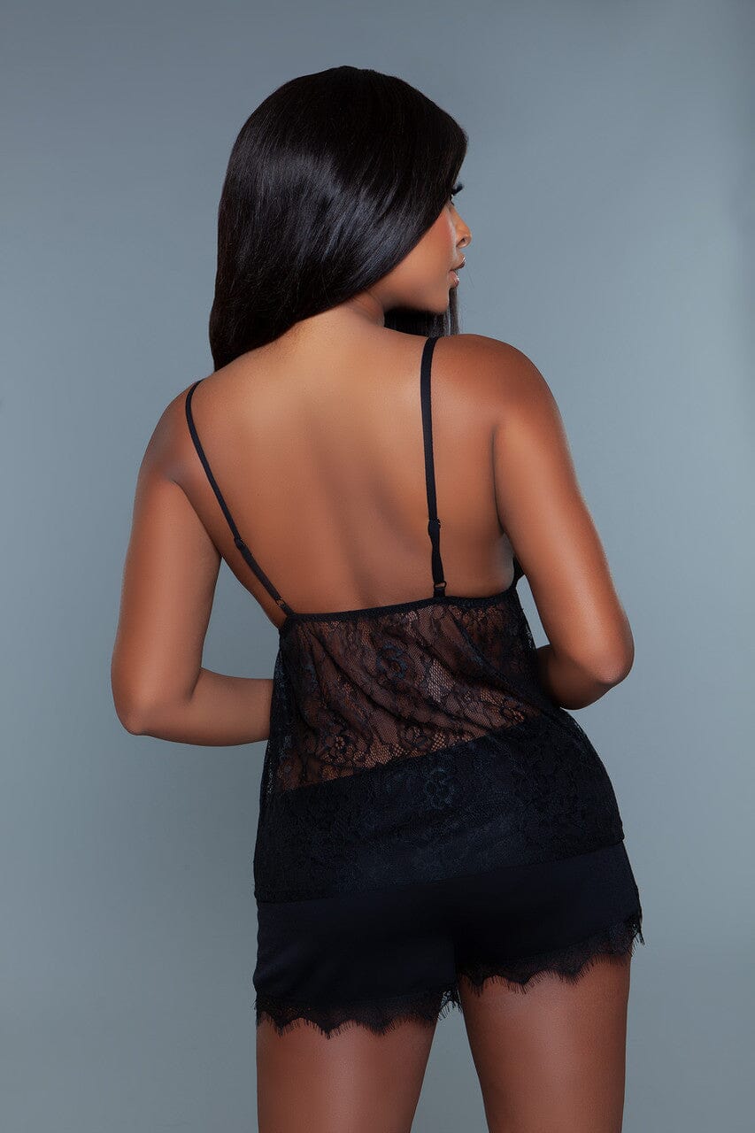 BeWicked Eyelash Cami Set in Black 