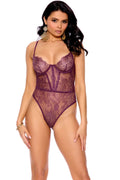 Eyelash Lace Teddy with Adjustable Strap