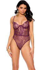 Eyelash Lace Teddy with Adjustable Strap
