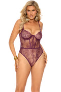 Eyelash Lace Teddy with Adjustable Strap