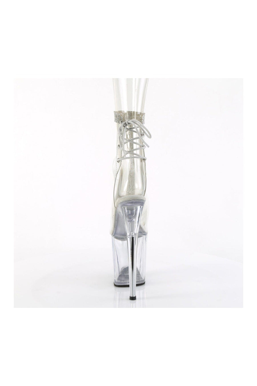 Pleaser FLAMINGO-1018C-2RS Clear Vinyl Ankle Boot in Clear Vinyl