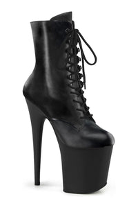 Pleaser FLAMINGO-1020 Black Genuine Leather Ankle Boot in Black Genuine Leather from SexyShoes.com