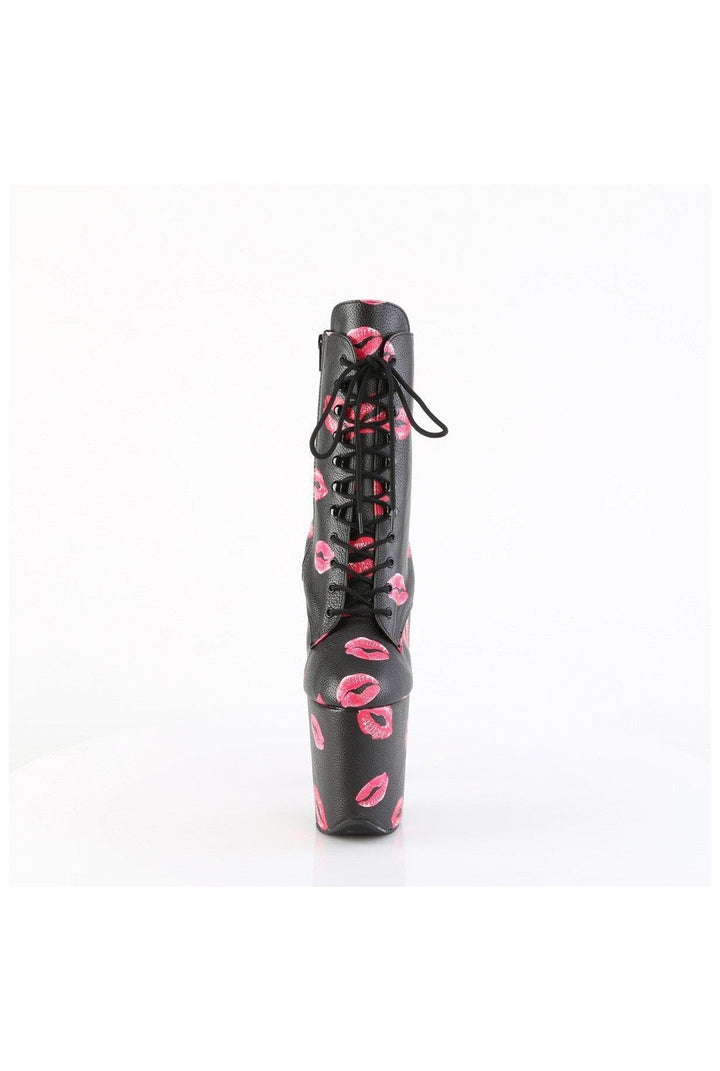 FLAMINGO-1020KISSES Black Faux Leather Ankle Boot