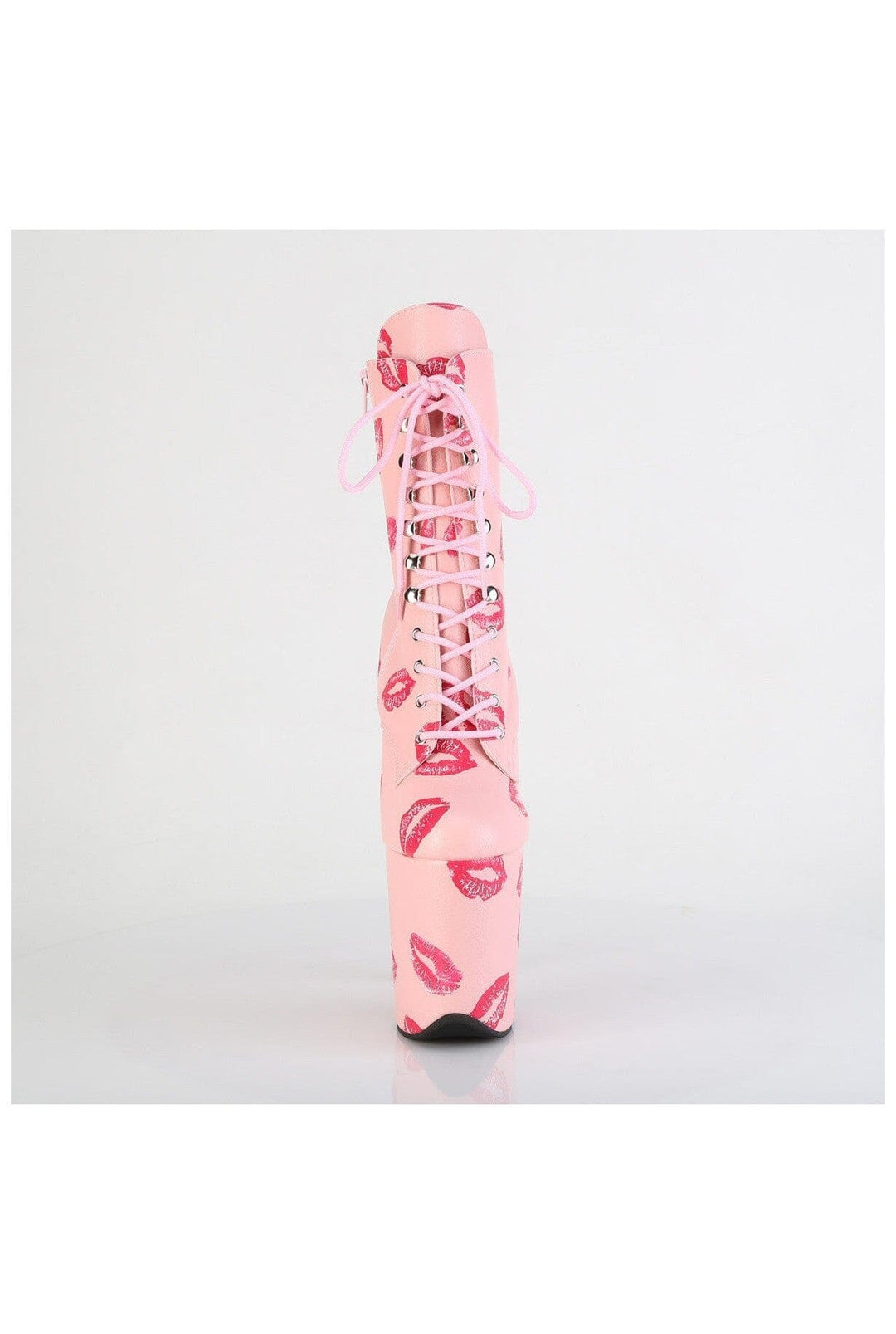 Pleaser FLAMINGO-1020KISSES Pink Faux Leather Ankle Boot in Pink Faux Leather