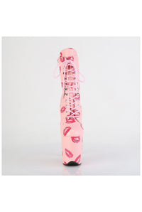 Pleaser FLAMINGO-1020KISSES Pink Faux Leather Ankle Boot in Pink Faux Leather