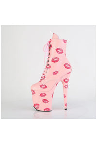 Pleaser FLAMINGO-1020KISSES Pink Faux Leather Ankle Boot in Pink Faux Leather