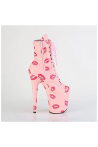 Pleaser FLAMINGO-1020KISSES Pink Faux Leather Ankle Boot in Pink Faux Leather