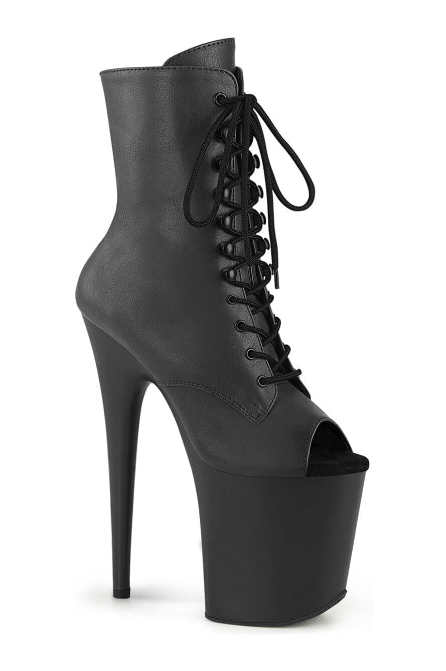 Pleaser FLAMINGO-1021 Black Faux Leather Ankle Boot in Black Faux Leather from SexyShoes.com