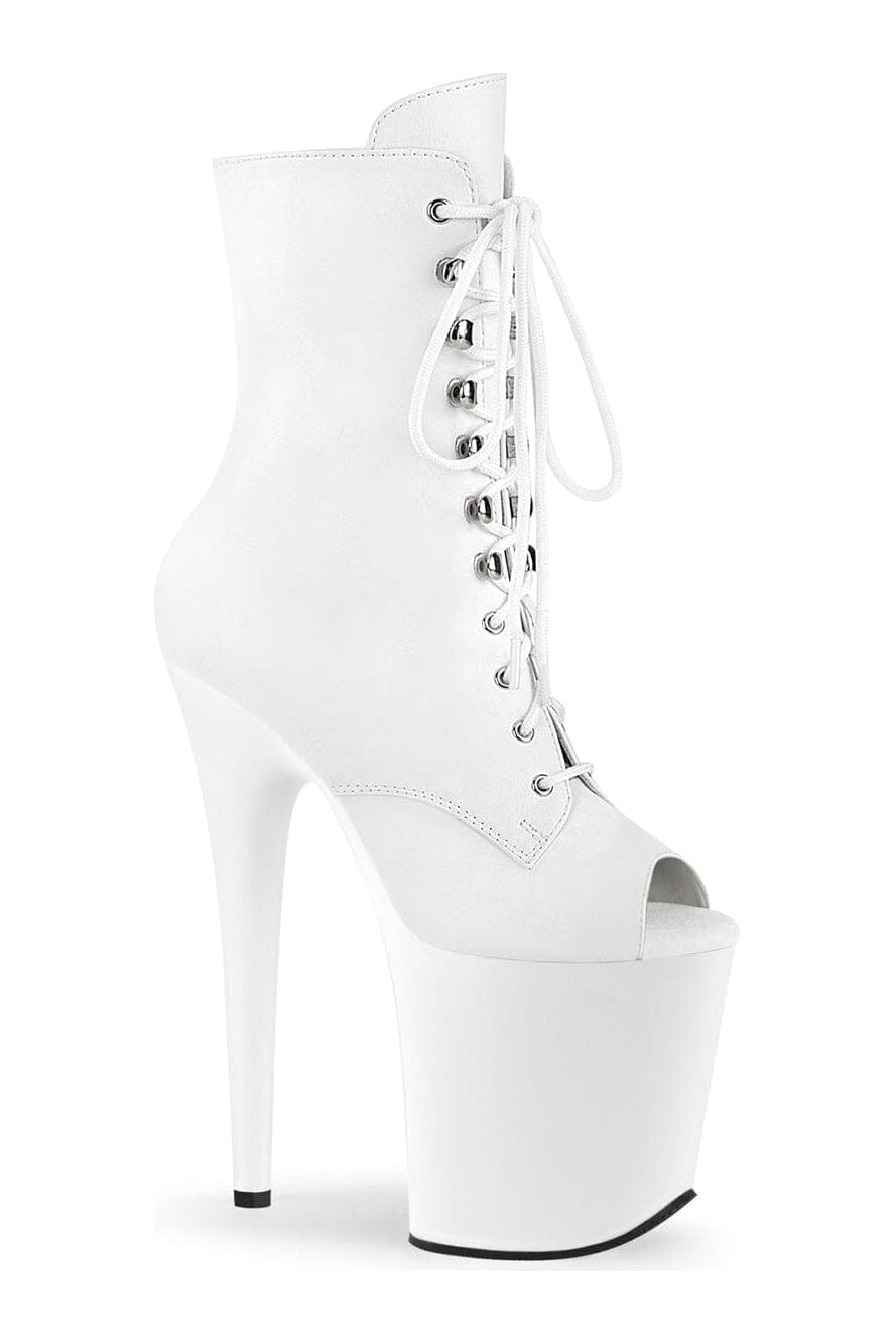 Pleaser FLAMINGO-1021 White Faux Leather Ankle Boot in White Faux Leather from SexyShoes.com