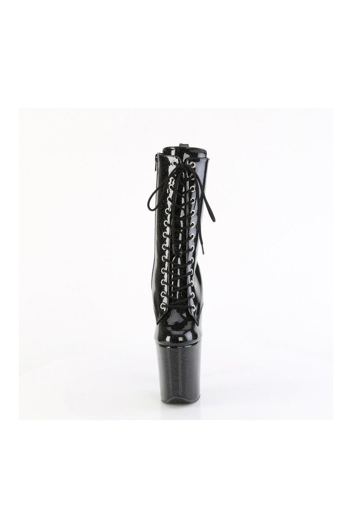 FLAMINGO-1040GP Black Glitter Patent Ankle Boot