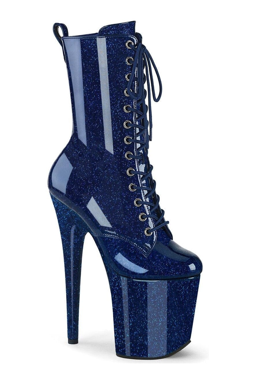 FLAMINGO-1040GP Blue Glitter Patent Ankle Boot