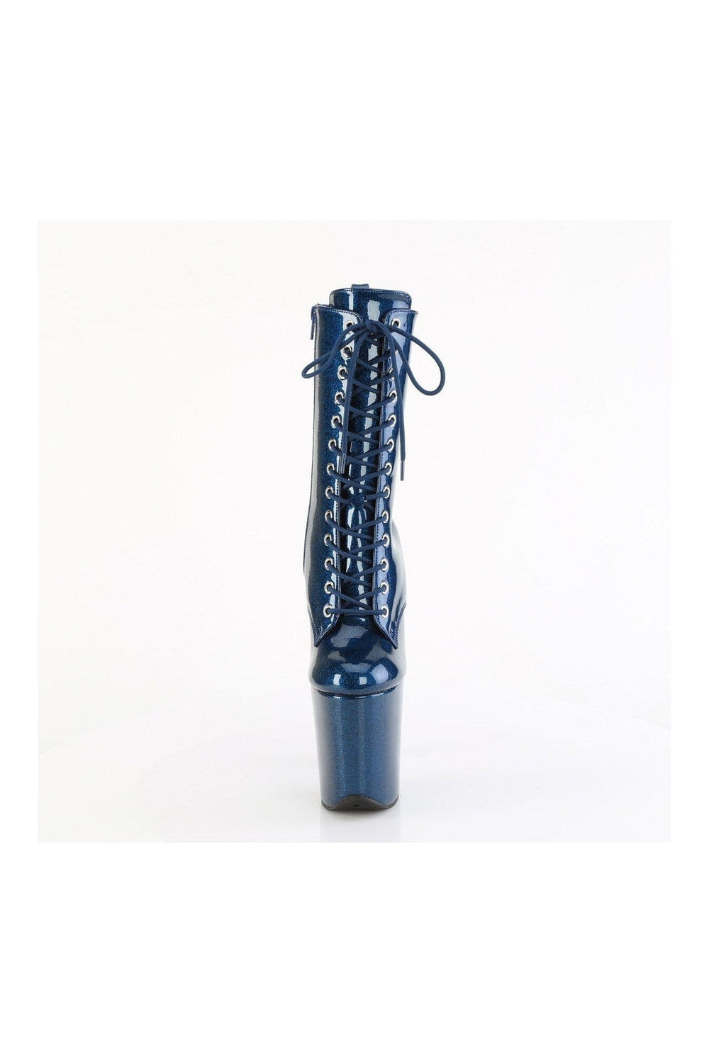 Pleaser FLAMINGO-1040GP Blue Glitter Patent Ankle Boot in Blue Glitter Patent