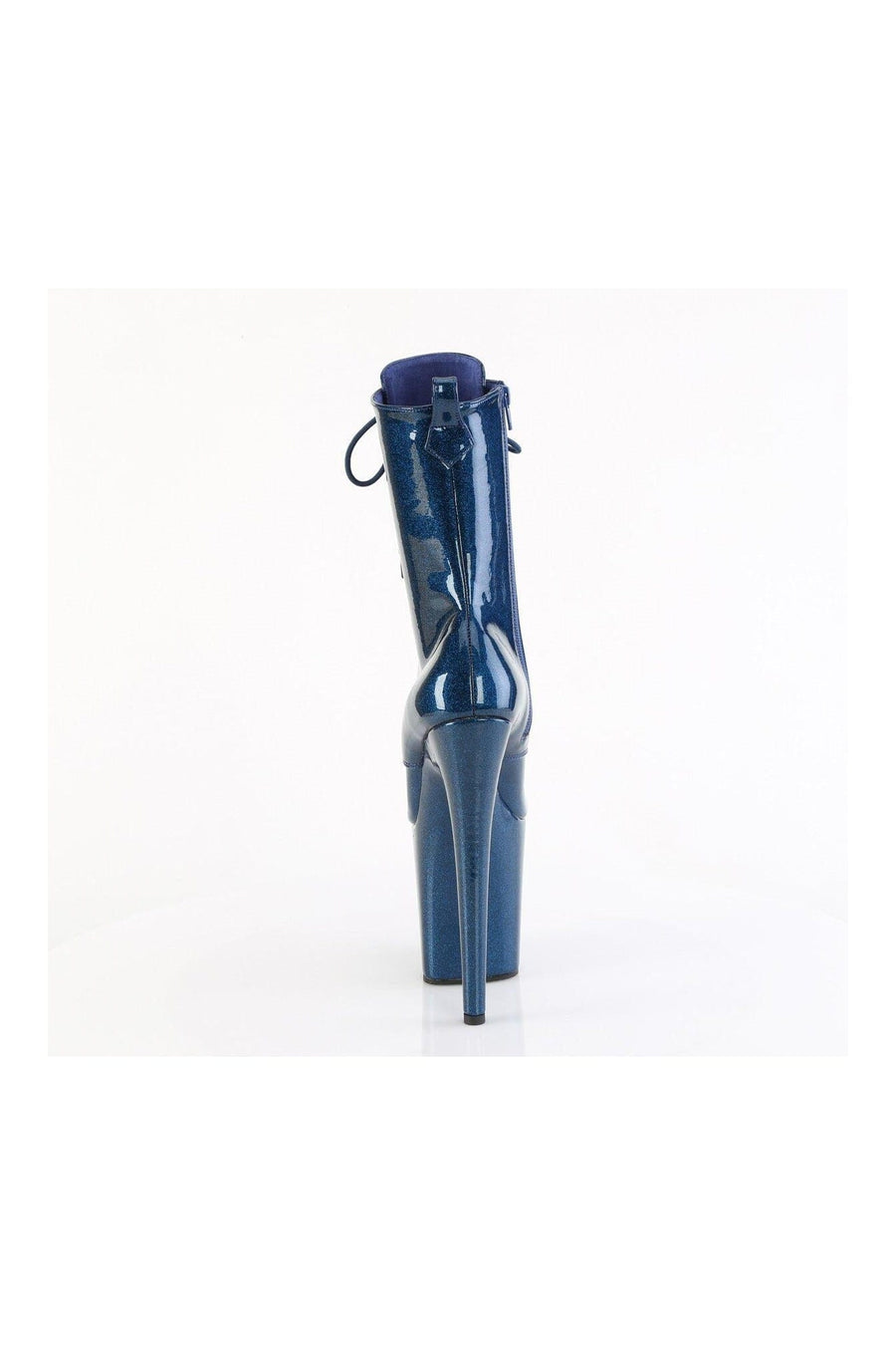 Pleaser FLAMINGO-1040GP Blue Glitter Patent Ankle Boot in Blue Glitter Patent