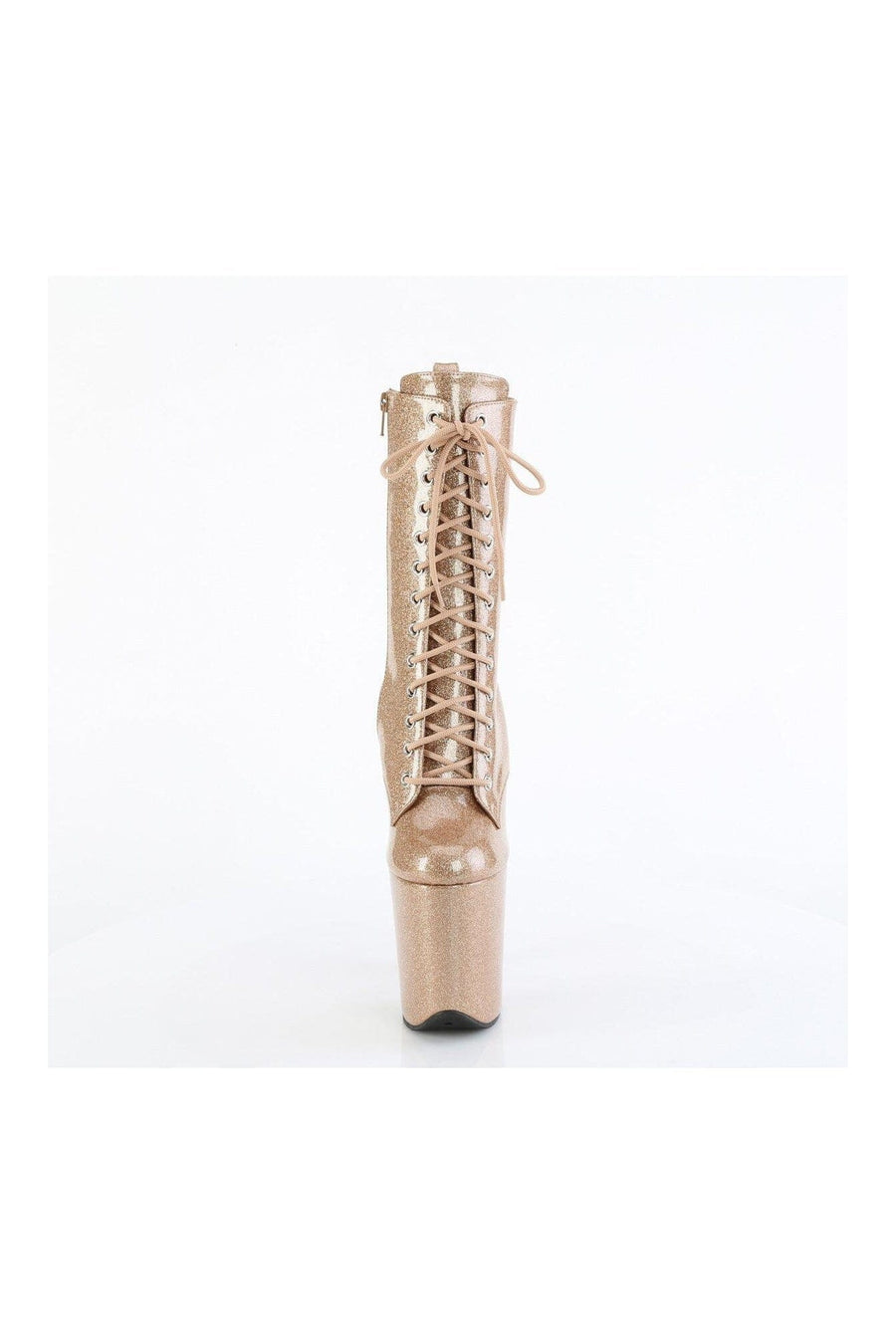 Pleaser FLAMINGO-1040GP Gold Glitter Patent Ankle Boot in Gold Glitter Patent