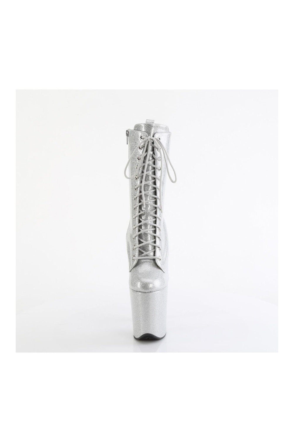 Pleaser FLAMINGO-1040GP Silver Glitter Patent Ankle Boot in Silver Glitter Patent