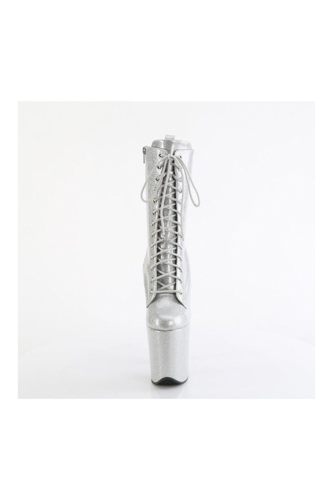 Pleaser FLAMINGO-1040GP Silver Glitter Patent Ankle Boot in Silver Glitter Patent