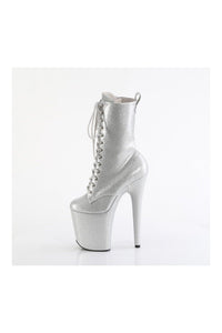 Pleaser FLAMINGO-1040GP Silver Glitter Patent Ankle Boot in Silver Glitter Patent