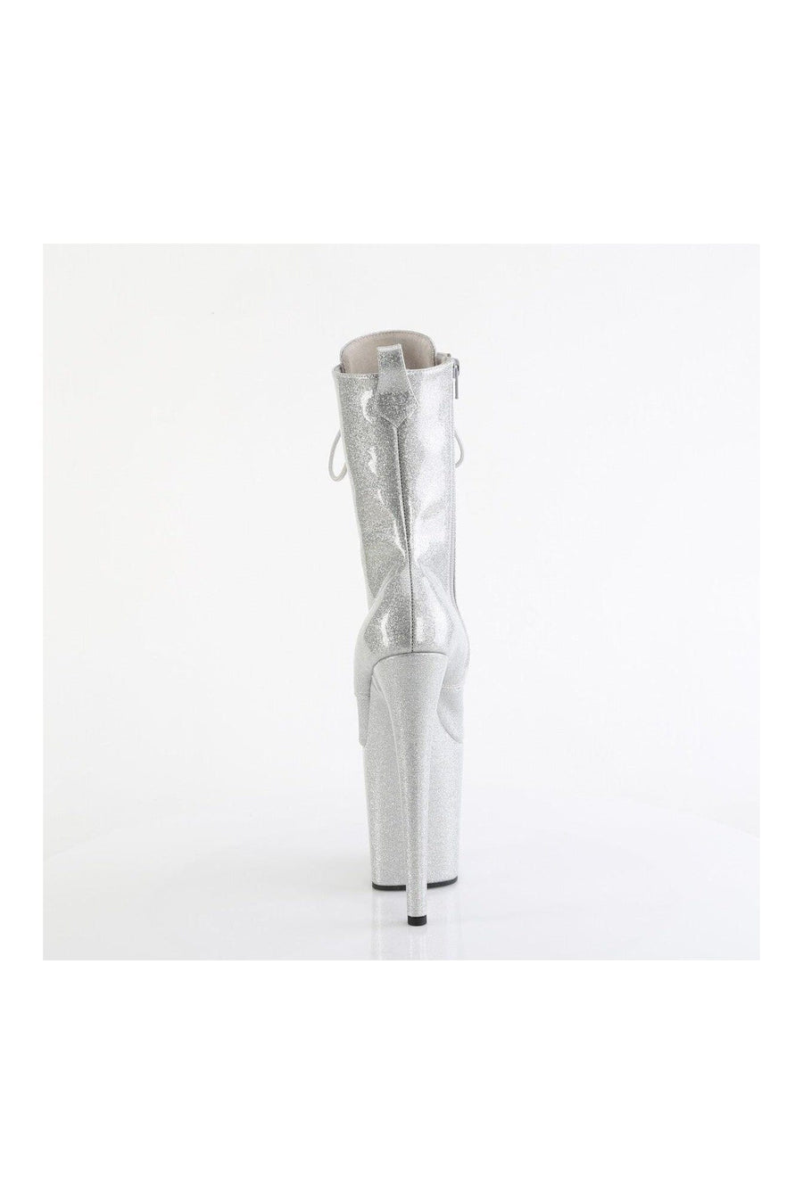 Pleaser FLAMINGO-1040GP Silver Glitter Patent Ankle Boot in Silver Glitter Patent