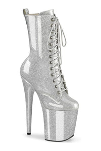 Pleaser FLAMINGO-1040GP Silver Glitter Patent Ankle Boot in Silver Glitter Patent from SexyShoes.com