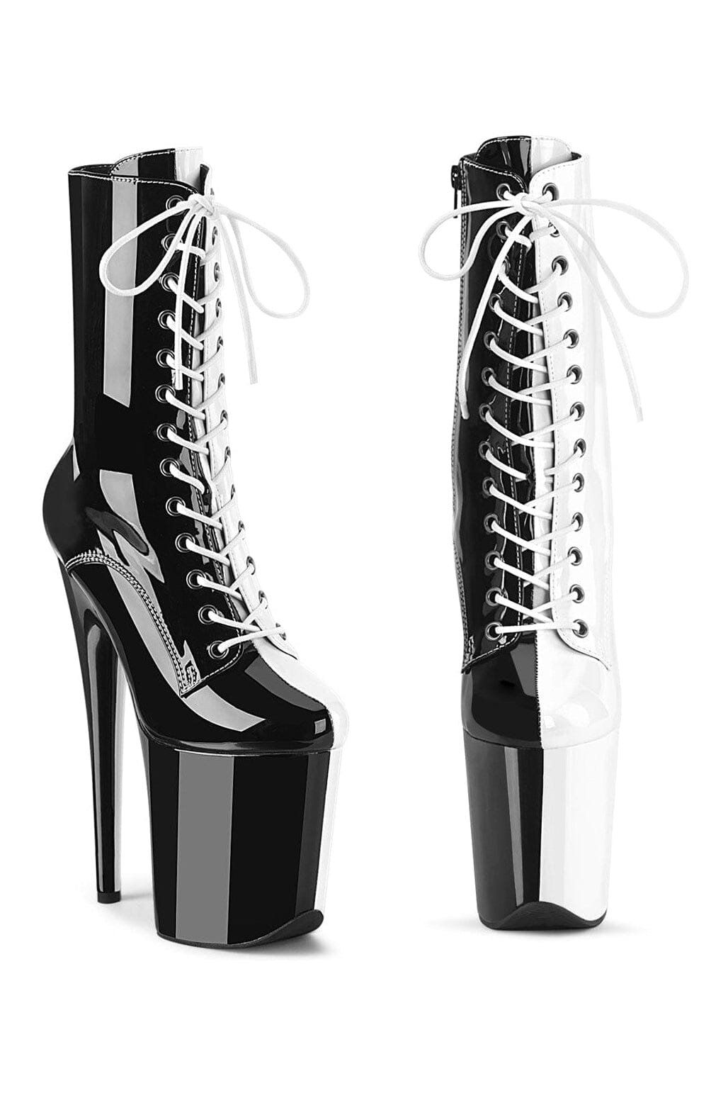 Pleaser FLAMINGO-1040TT Black Patent Ankle Boot in Black Patent from SexyShoes.com