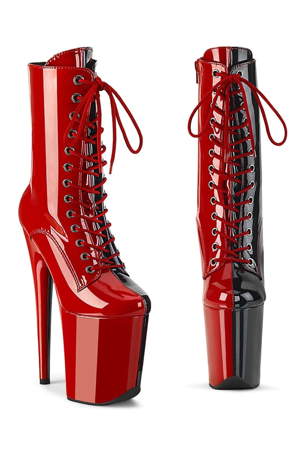 Pleaser FLAMINGO-1040TT Red Patent Ankle Boot in Red Patent from SexyShoes.com