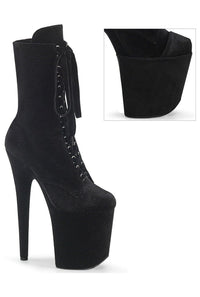 Pleaser FLAMINGO-1045VEL Black Velvet Ankle Boot in Black Velvet from SexyShoes.com