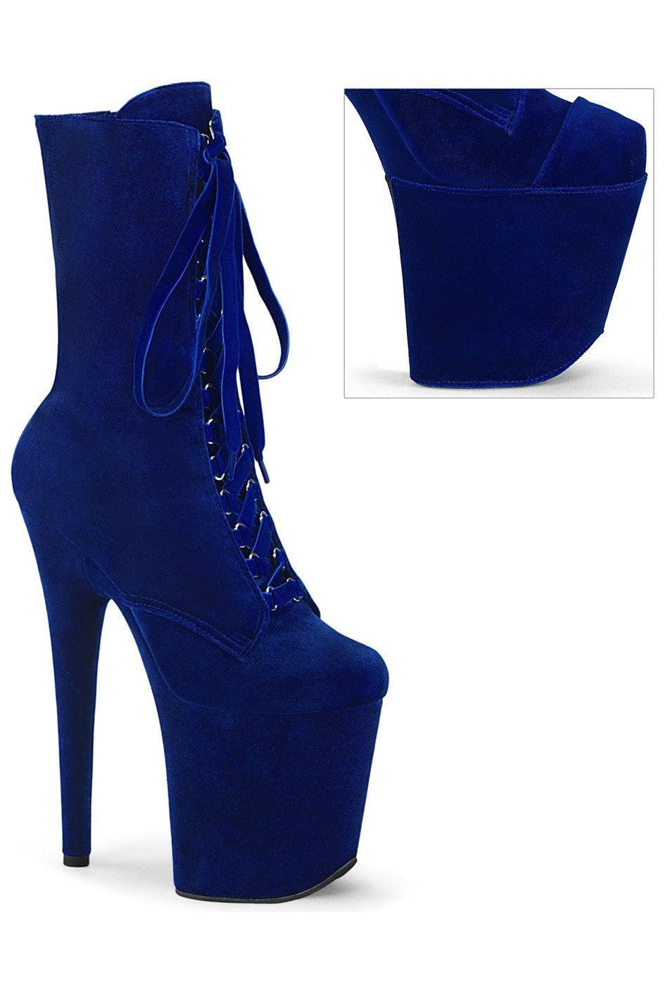 FLAMINGO-1045VEL Blue Velvet Ankle Boot