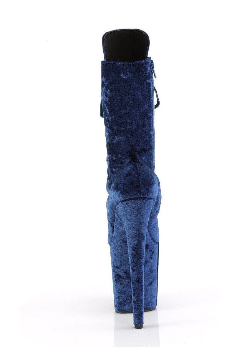 Pleaser FLAMINGO-1045VEL Blue Velvet Ankle Boot in Blue Velvet