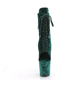 Pleaser FLAMINGO-1045VEL Green Velvet Ankle Boot in Green Velvet