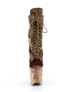 Pleaser FLAMINGO-1045VEL Green Velvet Ankle Boot in Green Velvet