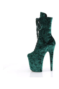 Pleaser FLAMINGO-1045VEL Green Velvet Ankle Boot in Green Velvet